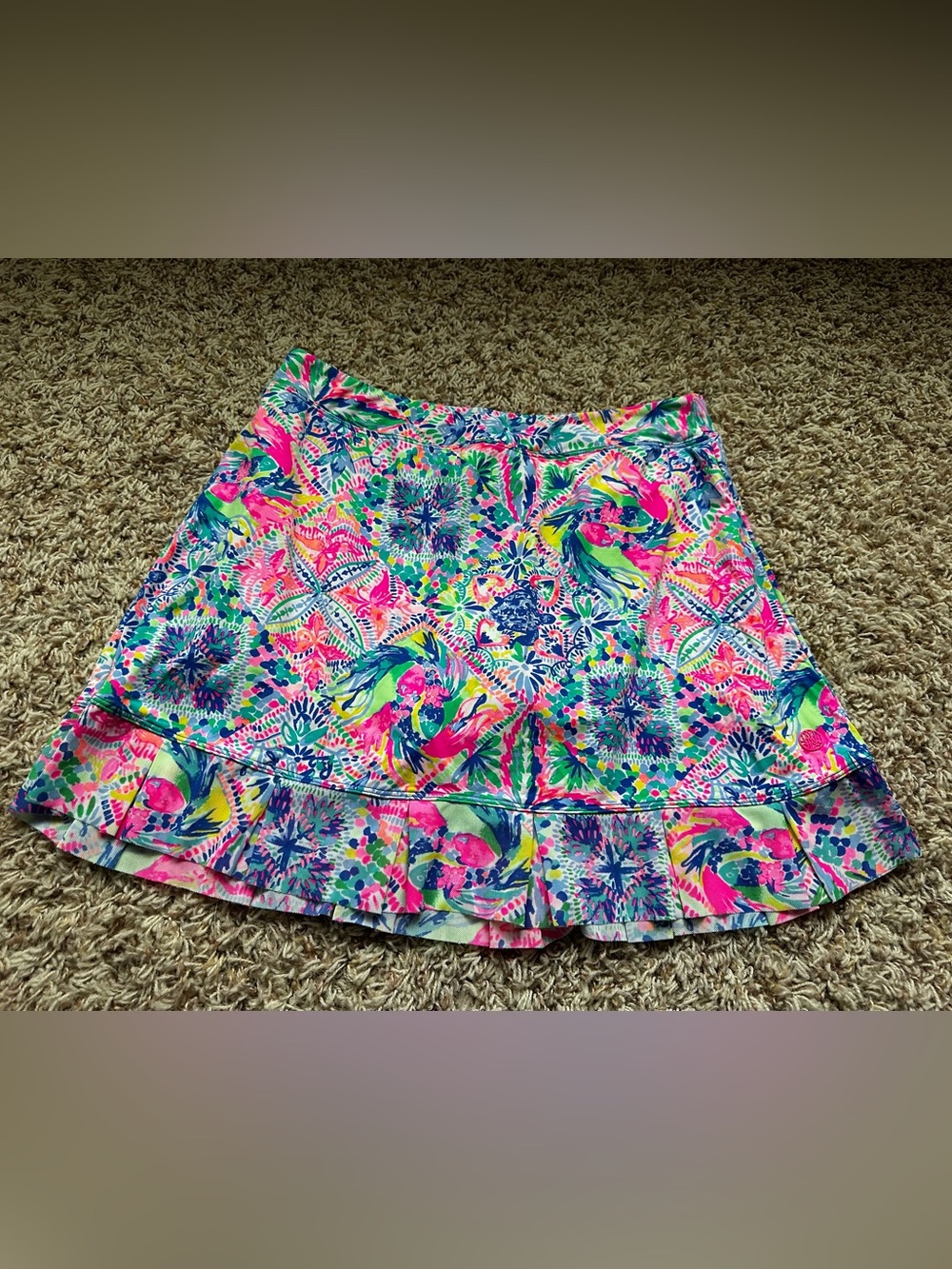 Lilly Pulitzer Multicolor Floral Parrot Print Skort - Pink, Blue, Green, Yellow